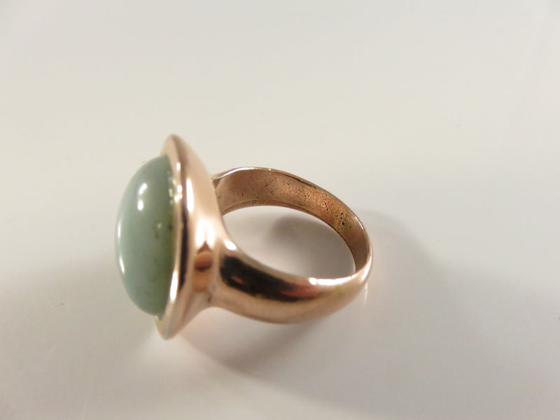 Rose Gold/Copper Colored Ring, Glass Cabochon, Size 10, Unisex, Vintage Style