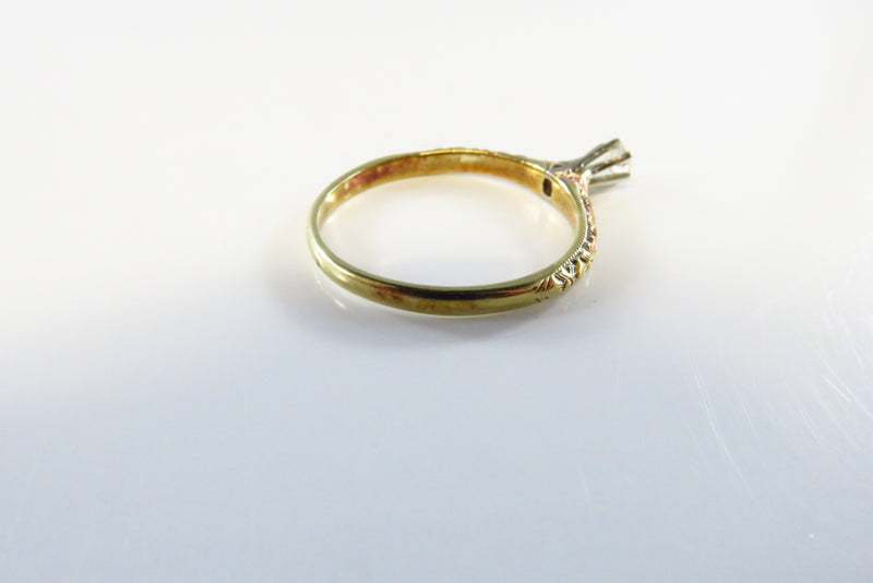 Antique 14K Yellow Gold Diamond Solitaire Promise or Wedding Ring Size 5
