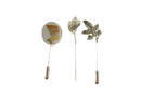 Vintage Stick Pin Set - Nefertiti, Seashell, Leaf - Pre-Owned, Unique Designs — front view