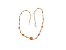 Antique Coral & Gold Vermeil Necklace, Silver Beads, Handmade, 20.5" — Gold, Sterling Silver — front view