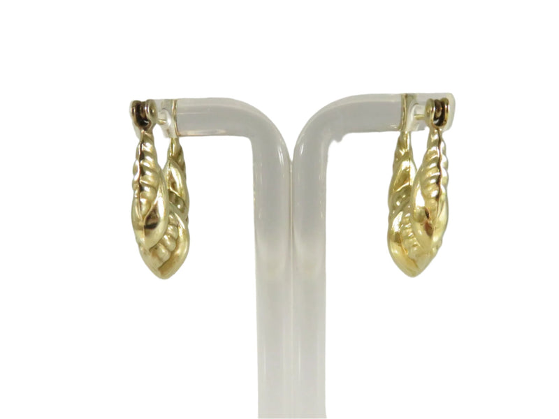Gold Vermeil Puffy Ribbed Earrings, Sterling Silver, 1" Drop, Vintage Style — Gold, Sterling Silver — front view