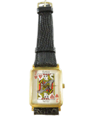 Ronica Jack of Hearts watch with black leather strap