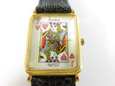 Ronica Jack of Hearts Quartz Watch for Parts or Repair Rectangular Gold-tone Case Hong Kong Dial Vintage Movement