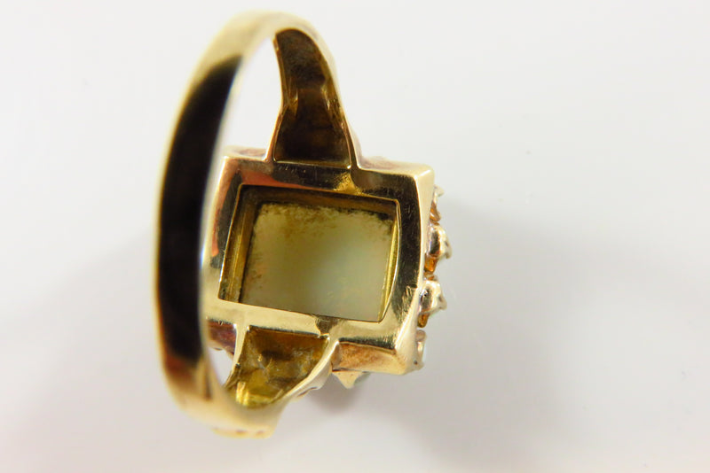 Beautiful Opal Cocktail Ring 10K Gold Vintage Size 5.25