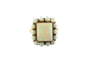 Mid-Century 10K Gold Opal Tablet Cluster Ring, Rectangular Center & Cabochon Halo, Size 5.25 — Jewelry & Watches:Fine Jewelry