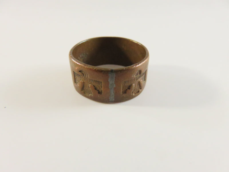 Vintage Bell Trading Post Copper Thunderbird Ring, Navajo Artisan, Size 8.5