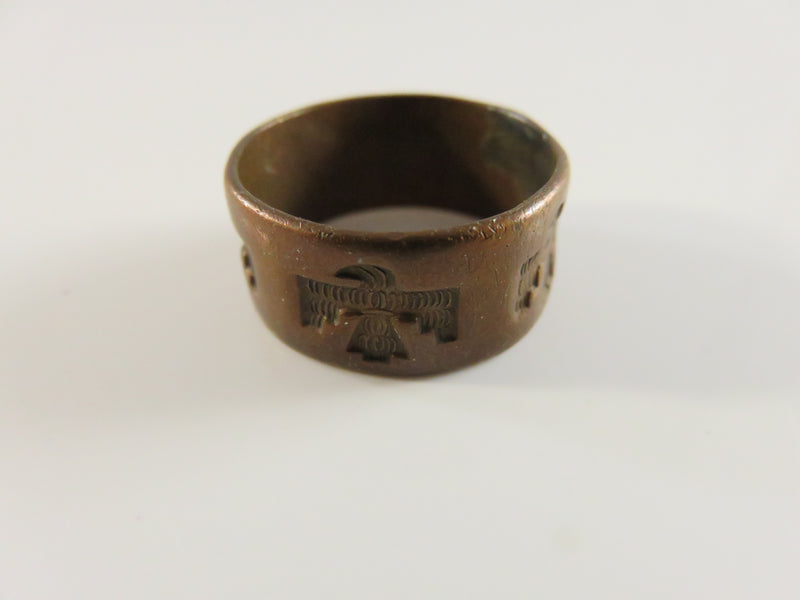 Vintage Bell Trading Post Copper Thunderbird Ring, Navajo Artisan, Size 8.5