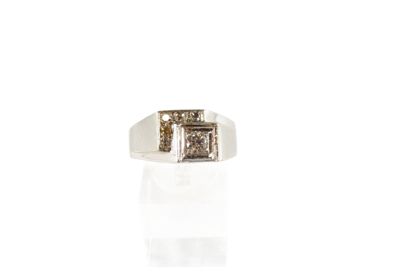 Vintage Men's VS2 Diamond Cluster Ring 14K White Gold Size 9 and 11.3 Grams