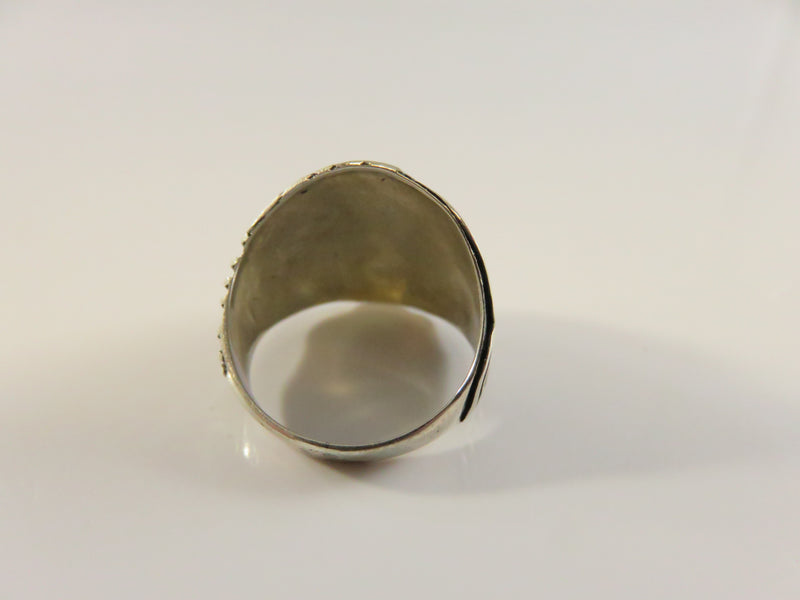 Vintage Sterling Silver Garnet Ring, Textured, Rose Gold Colored Accents, Size 6 1/4