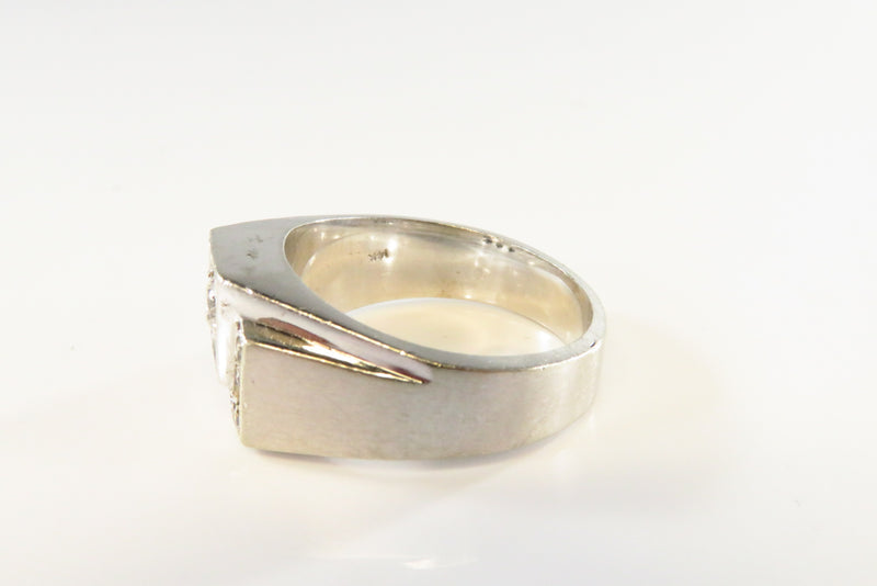 Vintage Men's Diamond Cluster Ring 14K White Gold Size 9 and 11.3 Grams