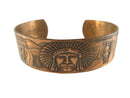 Vintage Mohawk Trail Copper Cuff Bracelet, Souvenir, Southwestern Design — front view