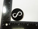 Linksgolf Infinity Symbol Golf Ball Marker Black Enamel White Outline Polished Silver-Tone Reeded Edge Milled Coin