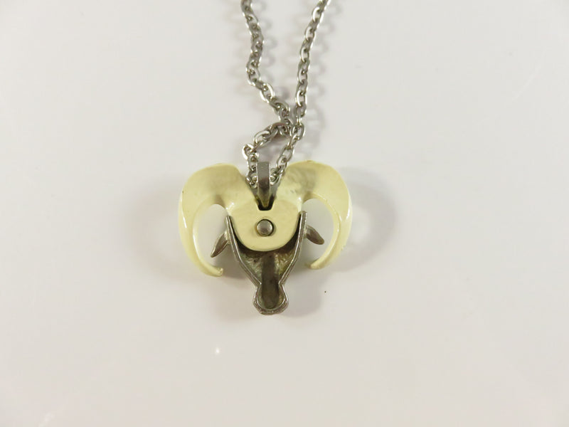 Vintage Longhorn Sheep Head Pendant Necklace, Southwestern Style