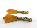 Art Deco Bakelite Brass Drawer Pulls Pair 1920s Vintage Catalin Handles Antique Hardware Depression Era Butterscotch