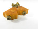 Art Deco Bakelite Brass Drawer Pulls Pair 1920s Vintage Catalin Handles Antique Hardware Depression Era Butterscotch