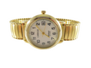 Timex Carriage Watch, Gold-Tone Stretch Band, Vintage, Indiglo New Battery — Gold — front view