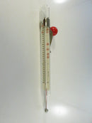 Side view of Acu-rite thermometer showing scale and clip