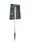 Springfield meat thermometer with blue faceplate and glass tube