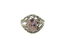 Sterling silver filigree ring with pink stone