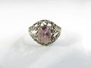 Vintage silver ring with pink faceted stone