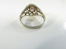 Sterling Silver Filigree Ring with Pink Faceted Stone Vintage Style Statement Oval Crystal Twisted Rope Wire Prong Set