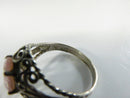 Sterling Silver Filigree Ring with Pink Faceted Stone Vintage Style Statement Oval Crystal Twisted Rope Wire Prong Set