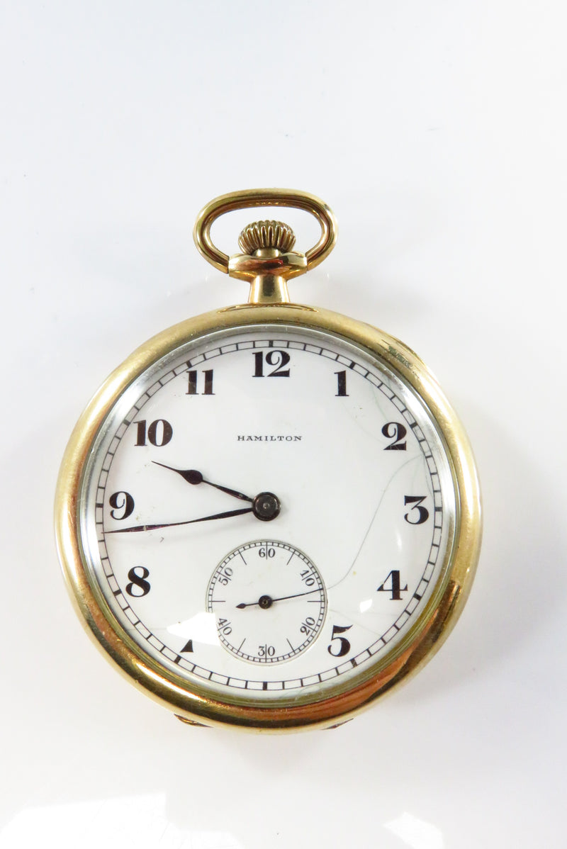 c1919 Hamilton Pocket Watch Size 12s 17 Jewel Model 1 Grade 910 Running