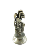 Side view of pewter rook chess piece