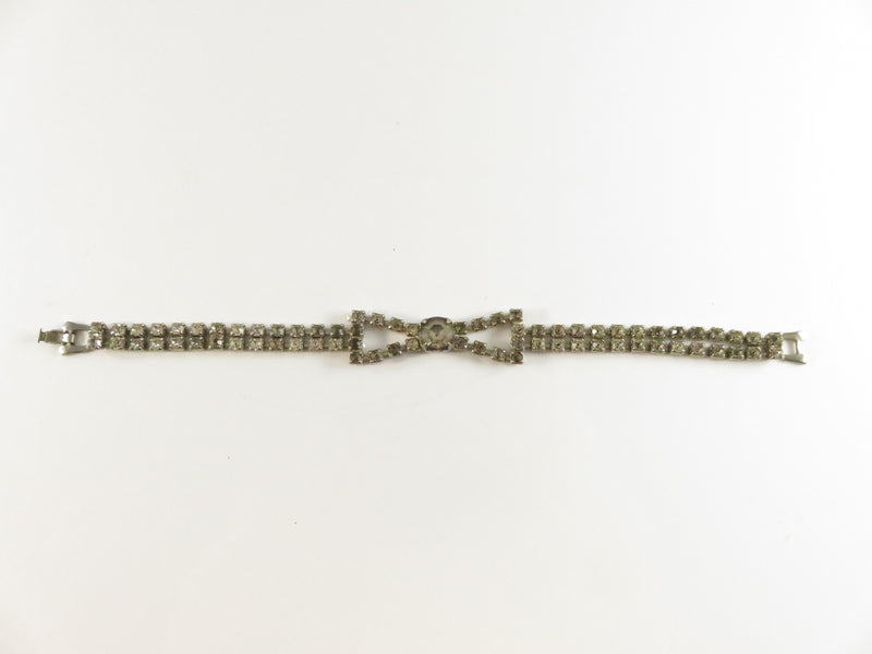 Vintage Smart Set Rhinestone Bow Bracelet, 7", Broken Clasp, For Repair