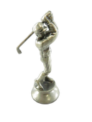 Side view of pewter golf chess piece
