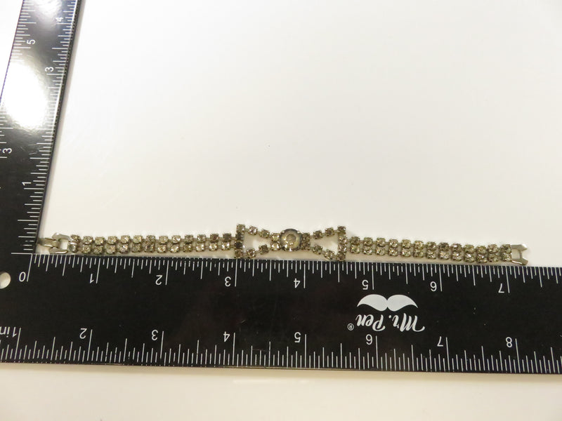 Vintage Smart Set Rhinestone Bow Bracelet, 7", Broken Clasp, For Repair