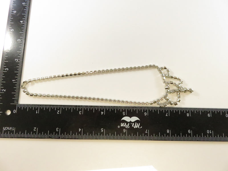 Vintage Rhinestone Necklace, Openwork Design, 15", Showing Wear