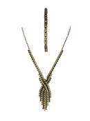 Vintage Rhinestone Necklace & Bracelet Set, Art Deco, Black & White, 17"/7.25", As-Found — Silver — front view