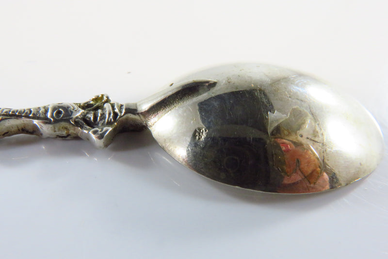 835 Silver Souvenir Spoon Vintage Girl Holding Water Barrels 4 7/16" 12.2 gr