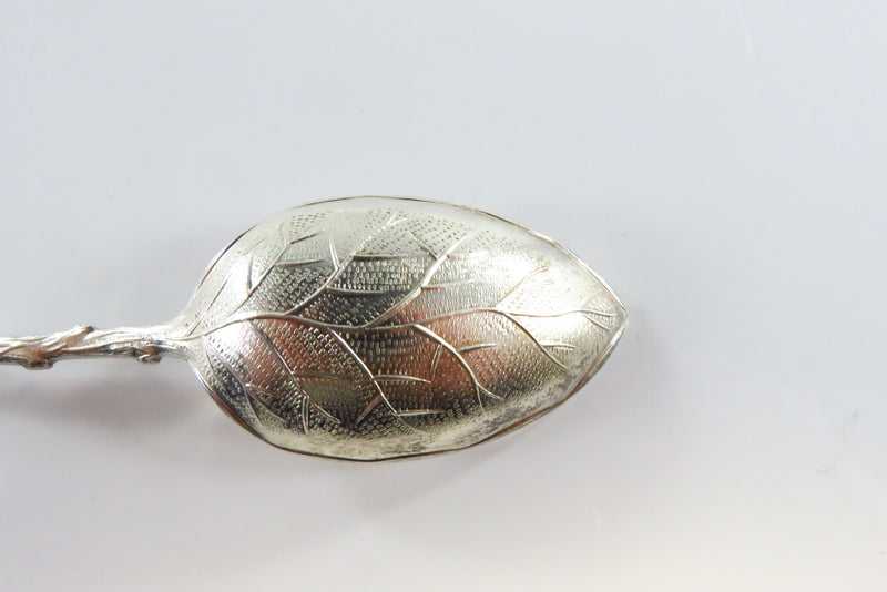 Eiffel Tower Paris France Leaf Form Travel Souvenir Silver Spoon 5" 14.8gr