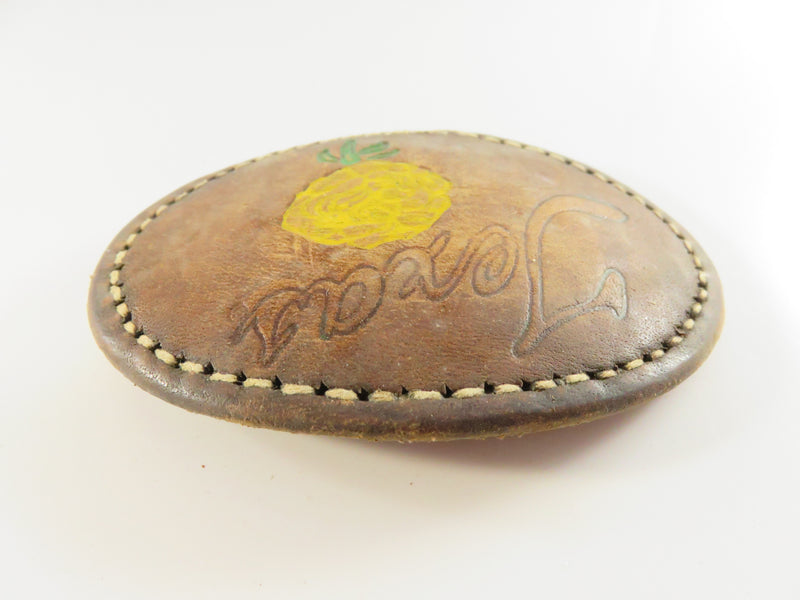For  Repair/Repurpose Vintage Yellow Rose of Texas Leather Belt Buckle, 1970s, Oval