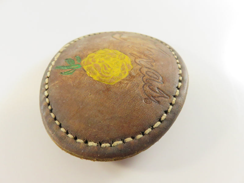 For  Repair/Repurpose Vintage Yellow Rose of Texas Leather Belt Buckle, 1970s, Oval