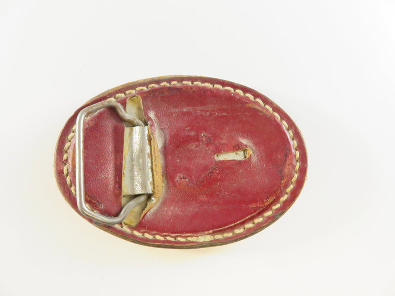 For  Repair/Repurpose Vintage Yellow Rose of Texas Leather Belt Buckle, 1970s, Oval