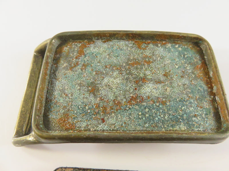 Vintage "ROGER" Leather Belt Buckle, Brass Tone, 1970s, Repair/Restore