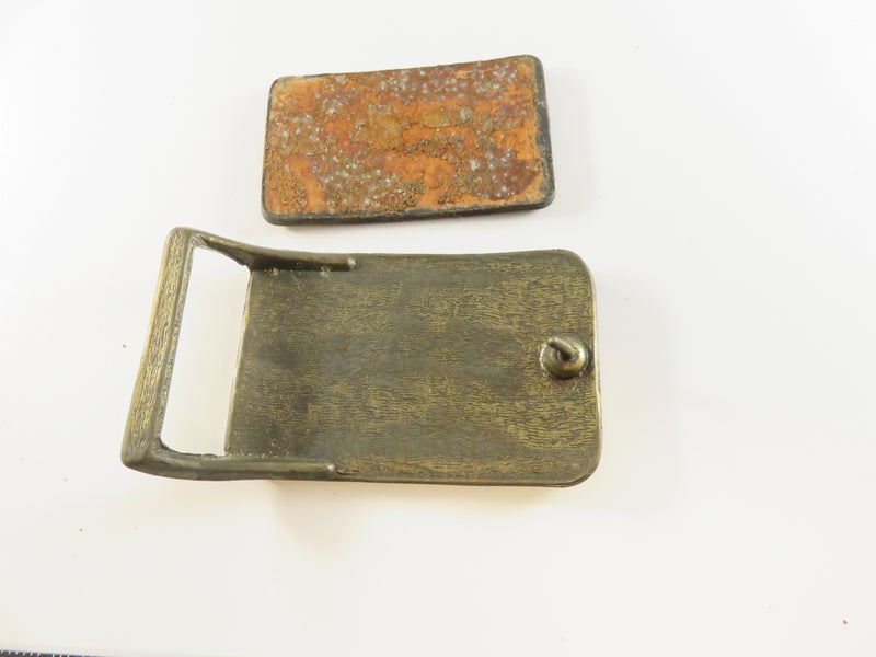 Vintage "ROGER" Leather Belt Buckle, Brass Tone, 1970s, Repair/Restore