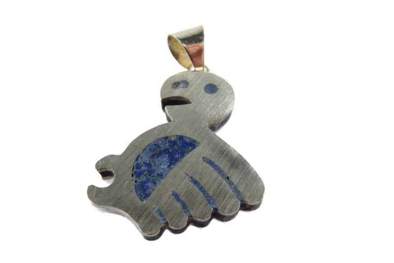 Double Sided Blue Green Parrot Form Pendant Sterling Silver By Ma Isabel