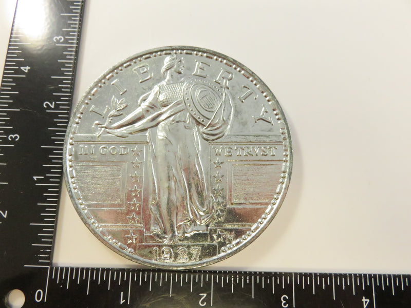 Vintage Oversized 1927 Standing Liberty Quarter Replica, 3" Wide, 3.74mm High, Novelty