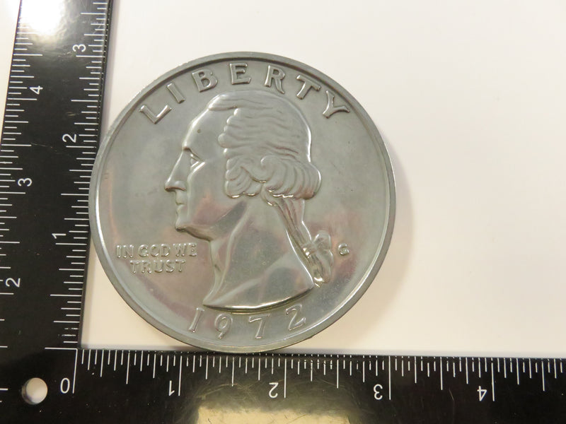 Vintage Oversized 1972 Washington Quarter Replica, 3" Wide, 4.91mm High, Novelty
