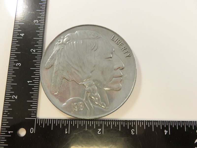 Vintage Oversized 1913 Buffalo Nickel Replica, 3" Wide, 4.20mm High, Novelty
