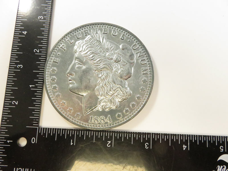 Vintage Oversized 1884 Morgan Dollar Replica, 3" Wide, 3.68mm, Unknown Metal, Novelty