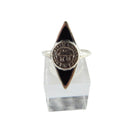 Old Kent State University Ohio Sterling Silver & Black Enamel Navette Class Ring 5 3/4 — Sterling Silver, Silver — front view