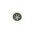 Vintage Sterling Mexico Marijuana Leaf Ring Crushed Turquoise Sign APB Size 5 — front view