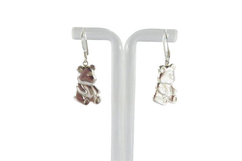 Adorable Pressed Sterling Bear Dangle Earrings Ear WIre 1 3/8" Drop — Jewelry & Watches:Vintage & Antique Jewelry:Fine:Retro,