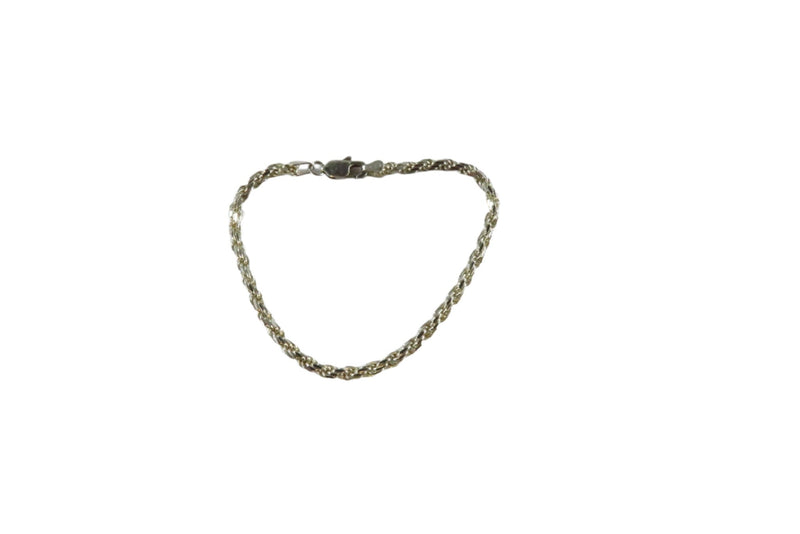 7 1/4" Sterling Rope Chain Bracelet Italy, 925 Italy Lobster Clasp 3mm — Sterling Silver, Silver — front view