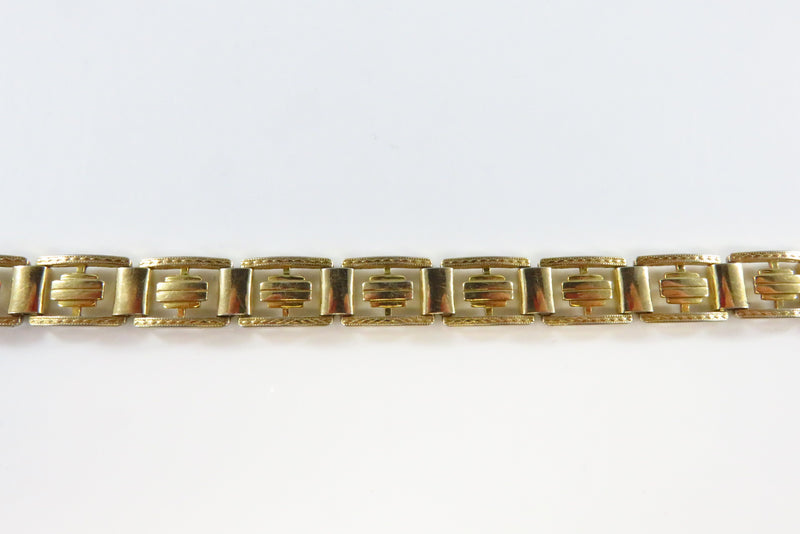 Box Link Bracelet by Kreisler Gold Gilded 7" Long Link Bracelet c1940's